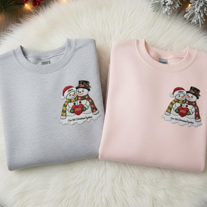 Custom Embroidered Sweatshirt for Couples Newlywed First Christmas Married Matching Mr and Mrs Shirt Personalized Holiday Gift Keepsake