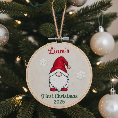 Custom Name Baby's First Christmas Hand Embroidered Ornament, Reindeer Holiday Decor, Personalized Unique Gift for Baby, 2025 Christmas Gift 3