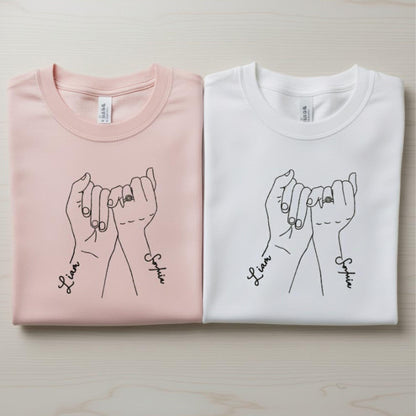 Couples embroidered sweatshirt holding hands line art design matching his and hers anniversary gift matching outfit