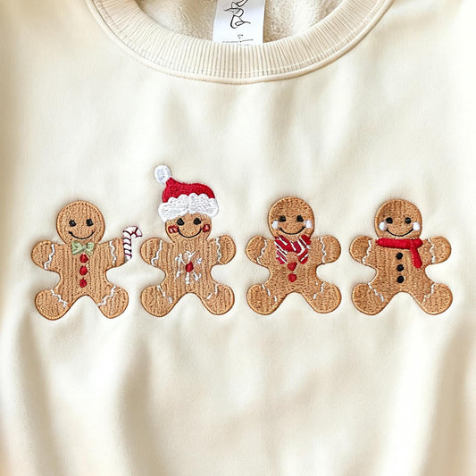 Embroidered Cute Gingerbread Cookies Sweatshirt, Womens Christmas Sweatshirt, Merry Christmas,Festive Unisex Winter Sweater,Christmas gifts