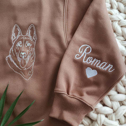 Embroidered Custom Dog Outline Sweatshirt, Dog Mom Gift