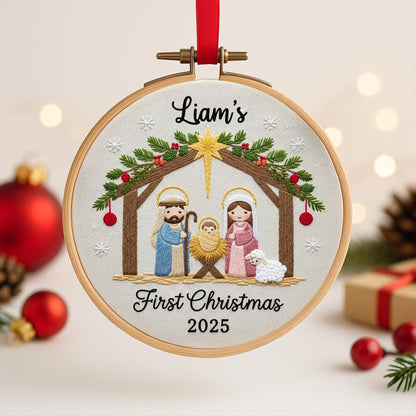 Baby's First Christmas Nativity Ornament Handmade Christian Gift