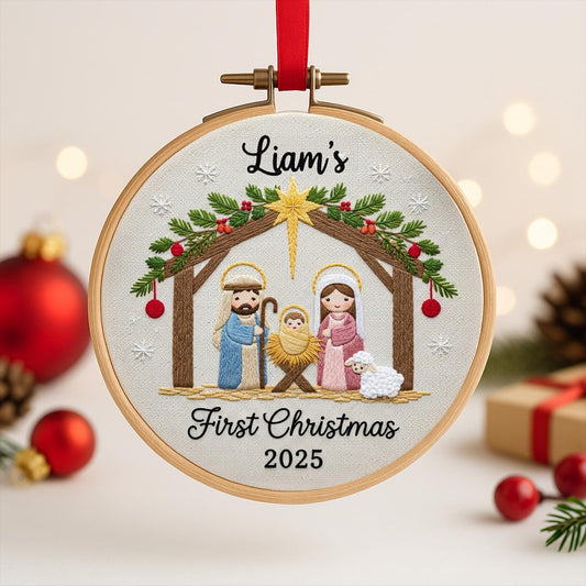 Baby's First Christmas Nativity Ornament Handmade Christian Gift