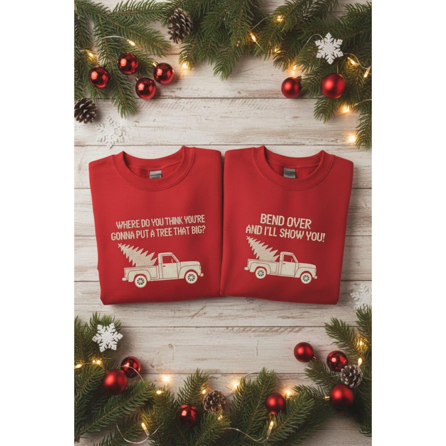Embroidered Matching Couple Christmas Sweatshirt Griswold Tree Shirt Funny Holiday Gift Husband Wife Xmas Party Sweatshirt