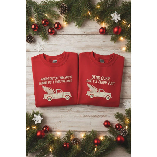 Embroidered Matching Couple Christmas Sweatshirt Griswold Tree Shirt Funny Holiday Gift Husband Wife Xmas Party Sweatshirt
