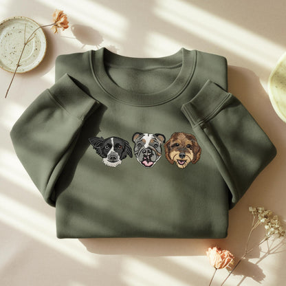 Custom Embroidered Pet Portrait Sweatshirt: Personalized Dog or Cat Gift