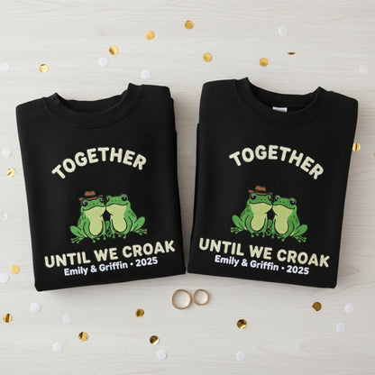 Romantic Frog Couple Embroidered Sweatshirt Personalized Engagement Anniversary Gift Matching