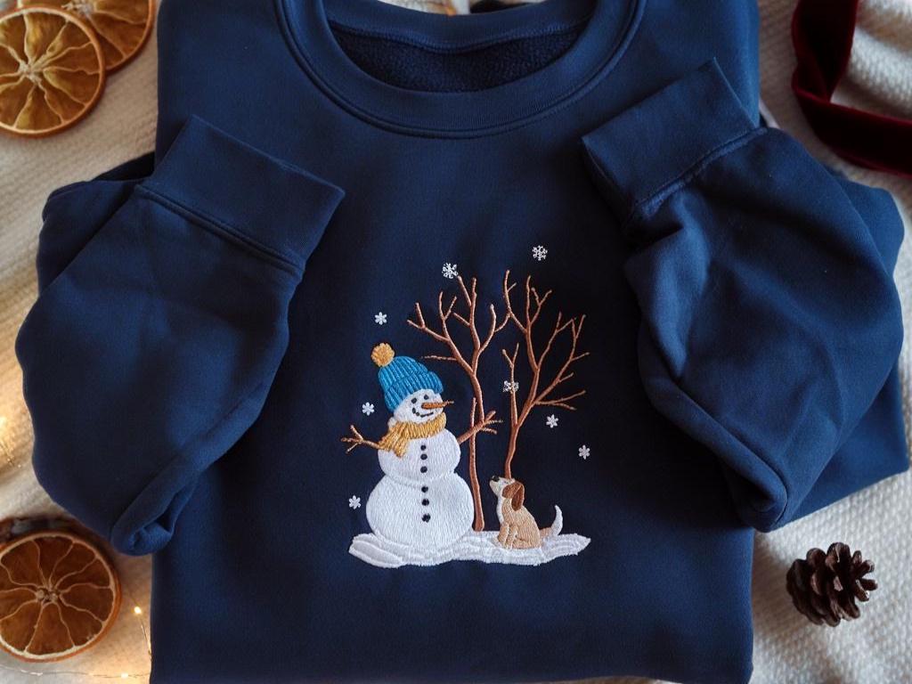 EMBROIDERED Let It Snow Sweatshirt, Christmas Snowman Sweatshirt, Christmas Sweater, Snowman Shirt, Merry Christmas Shirt, Cozy Holiday Tee