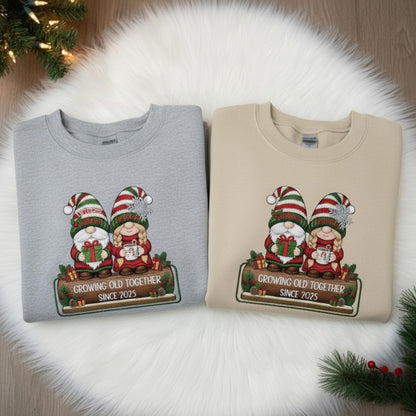 Embroidered Couples Sweatshirt Personalized Anniversary Gift Growing Old Together Matching Mr And Mrs Newlywed Keepsake Apparel