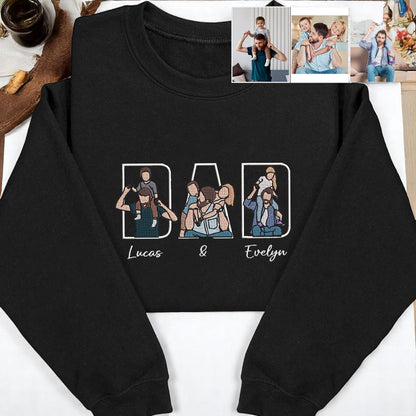 Dad Portrait Custom Embroidered Hoodie, Custom Photo Embroidered Sweatshirt For Dad, New Dad Shirt, Fathers Day Gifts, Gift For Husband