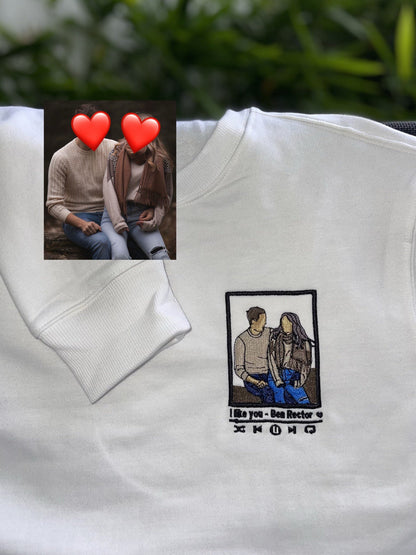 Embroidered sweatshirt, Custom embroidered photo shirt, custom embroidered hoodie shirt, Custom embroidered photo