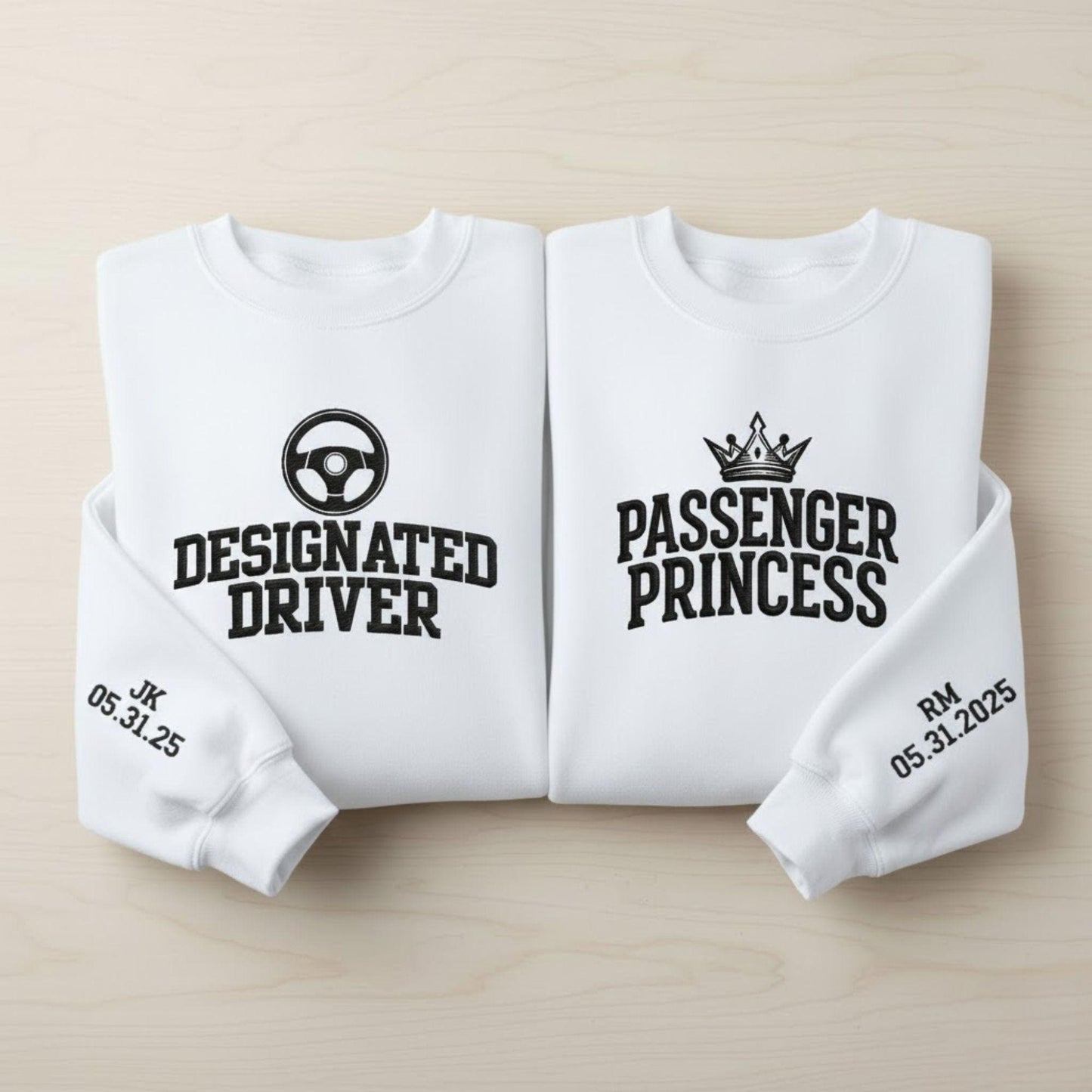 Embroidered Designated Driver Sweatshirt Couples Matching Gift Valentines Day Outfit Cute Embroidery Shirt Anniversary Gift for Him and Her