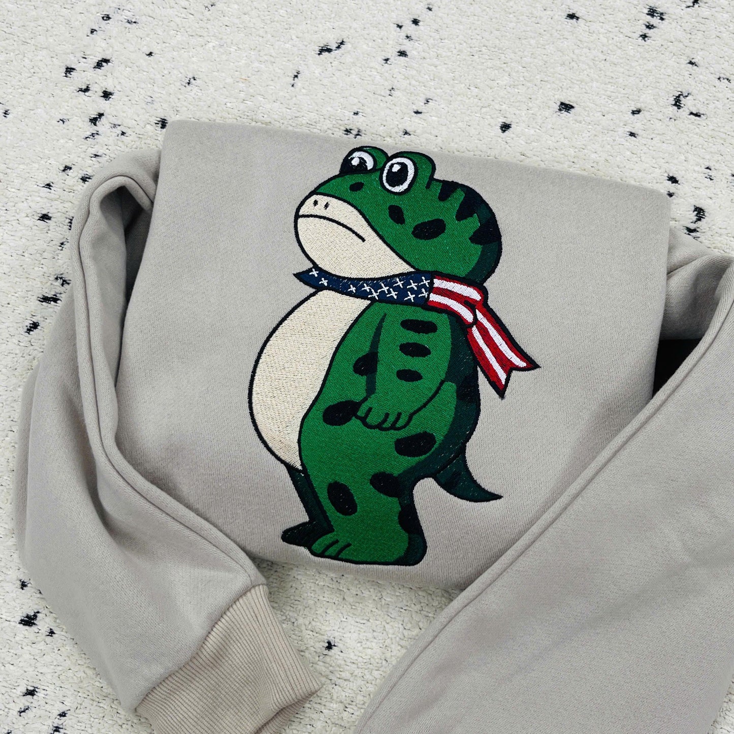 Embroidered Resist Portland Frog Sweatshirt, Cute Frog Lover Gift, Cozy Animal Crewneck, Unique Portland Hoodie, Funny Embroidered Top