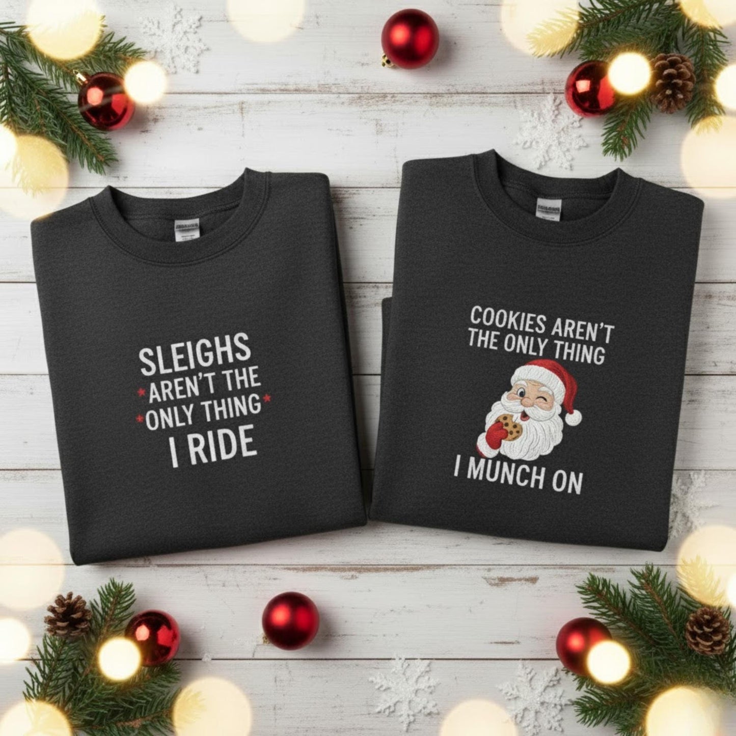 Personalized Embroidered Couples Christmas Sweatshirt Matching Festive Outfit Funny Holiday Gift Cozy His And Hers Sweatshirt