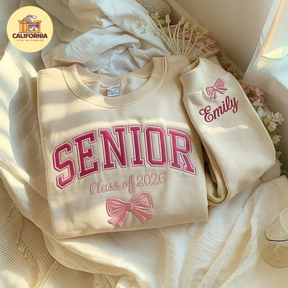 Embroidered Personalized Senior Sweatshirt, Senior Night Cheer, Coquette Senior Team Shirt, Senior Night, Cheer Team Shirt, Class of 2026