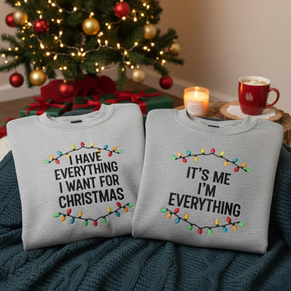 Embroidered Matching Couple Sweatshirt It’s Me I’m Everything Funny Christmas Gift His And Hers Holiday Crewneck Couples Embroidery