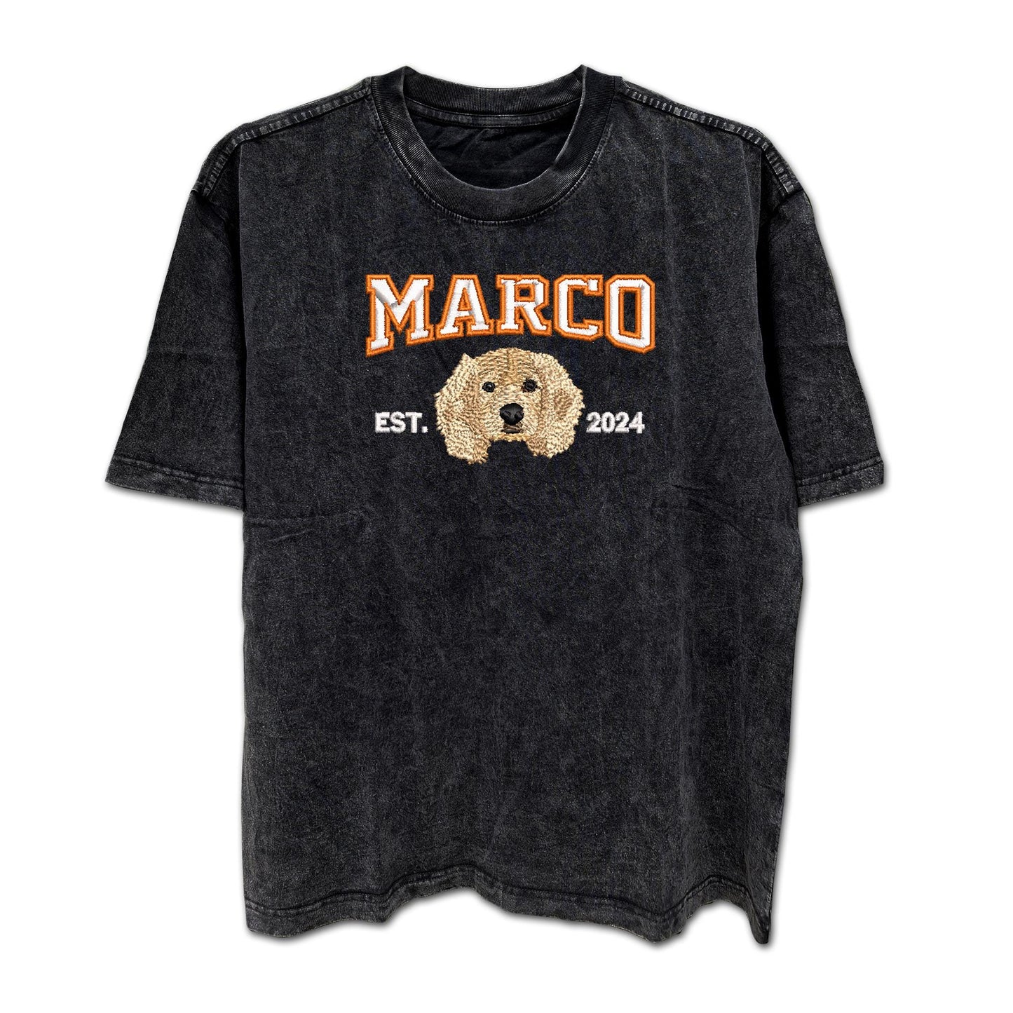 Dog shirt, Custom Dog Face Embroidered Tee From Photo, Pet Lovers Gift, Gift For Mom, High Quality, Mineral Washed Distressed Tee