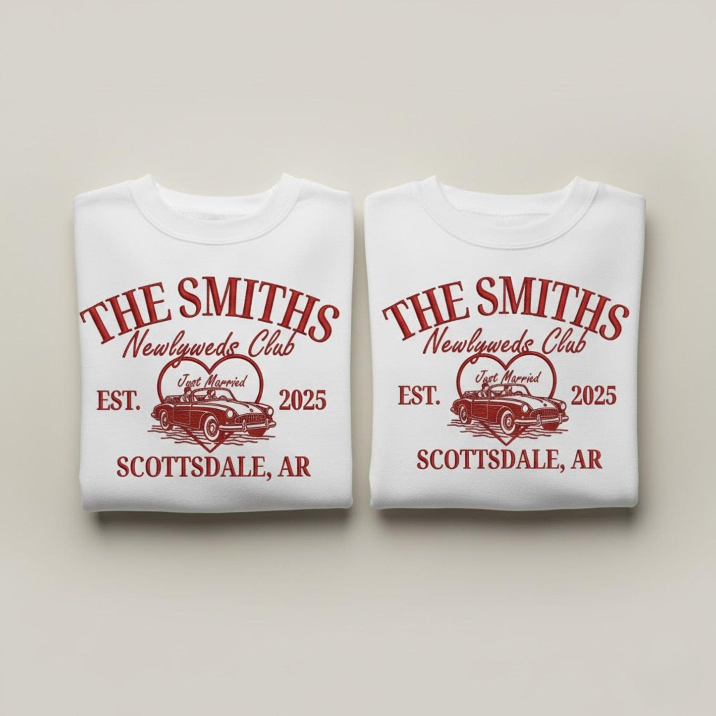 Personalized Embroidered Mr and Mrs Comfort Colors Sweatshirt Matching Honeymoon Couple Tee Custom Wedding Date Gift for Newlyweds