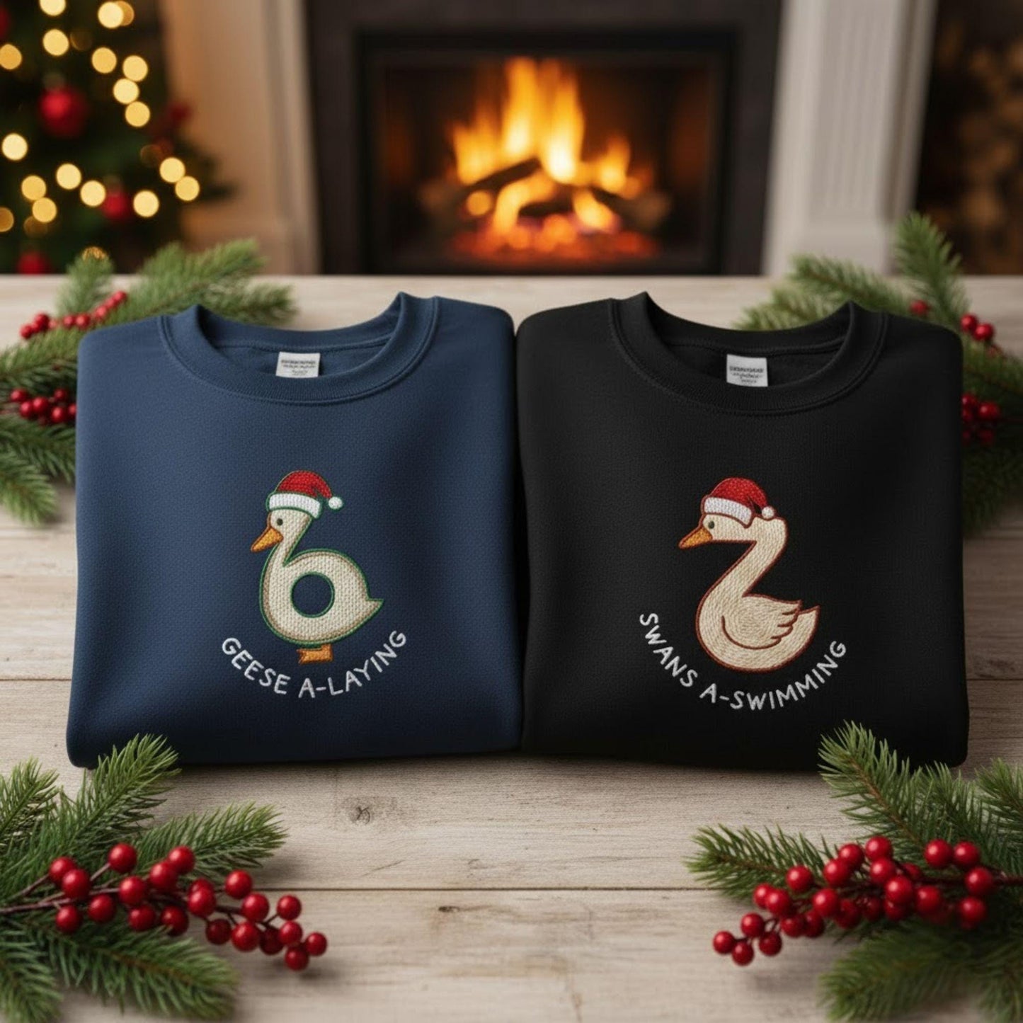 Embroidered Matching Couple Christmas Sweatshirt Griswold Tree Shirt Funny Holiday Gift Husband Wife Xmas Party Sweatshirt