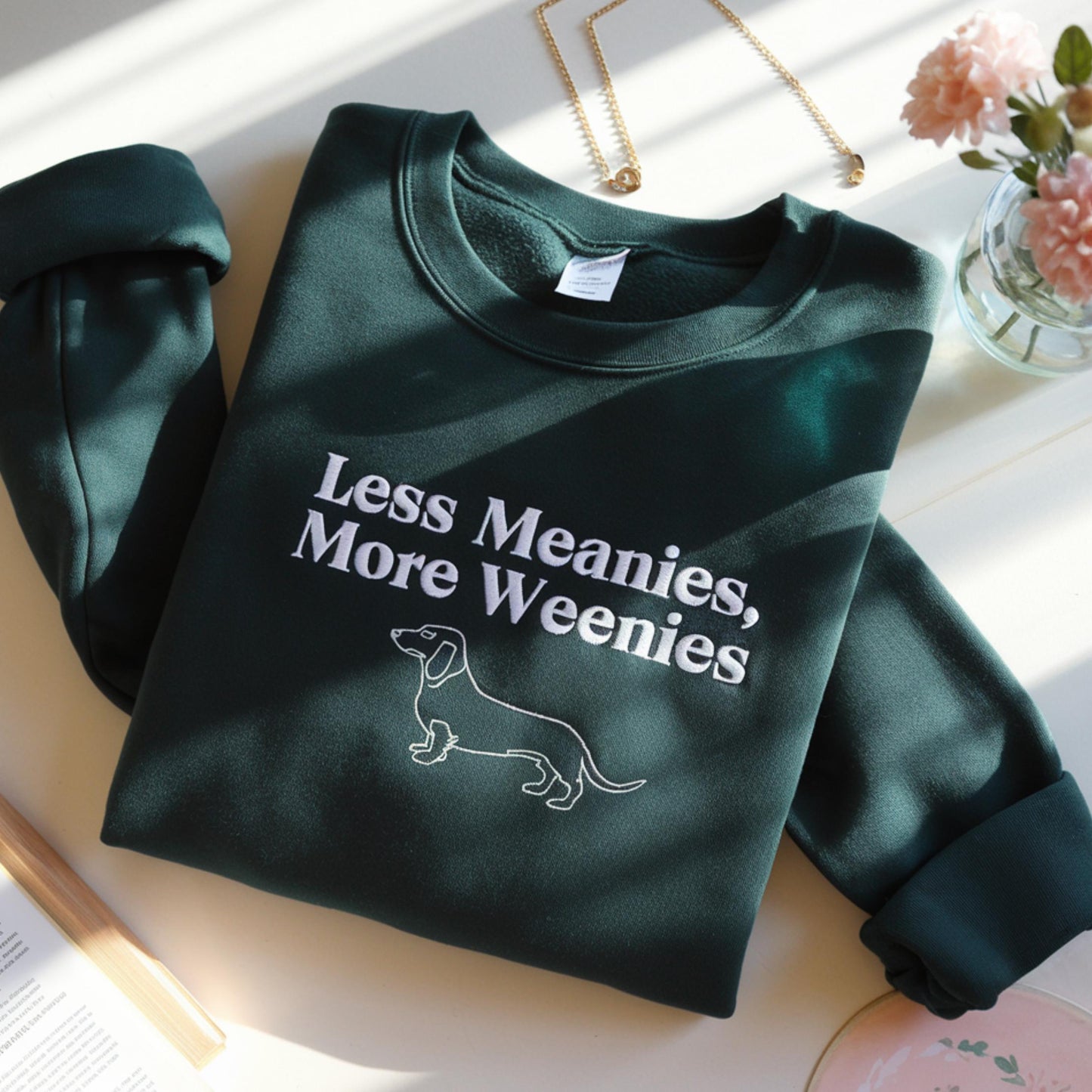 Embroidered Dachshund Sweatshirt, Funny Doxie Mom Gift