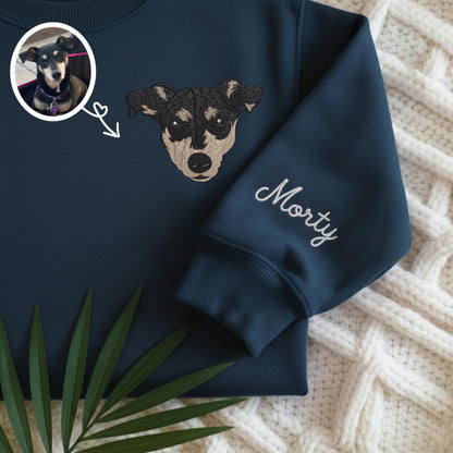 French Bulldog Embroidered Sweatshirt, Custom Pet Portrait Gift