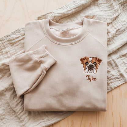 Custom Pet Portrait Embroidered Sweatshirt: Personalized Dog or Cat Sweater