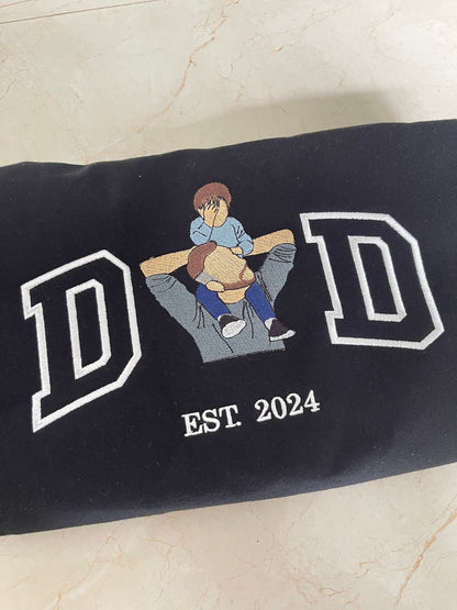 Embroidered dad sweatshirt, Custom embroidered father tshirt, custom father embroidered tshirt, Custom embroidered photo, sweatshirt