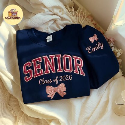 Embroidered Personalized Senior Sweatshirt, Senior Night Cheer, Coquette Senior Team Shirt, Senior Night, Cheer Team Shirt, Class of 2026