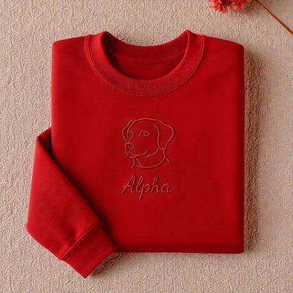 Embroidered Pet Portrait Sweatshirt, Personalized Dog Mom Gift