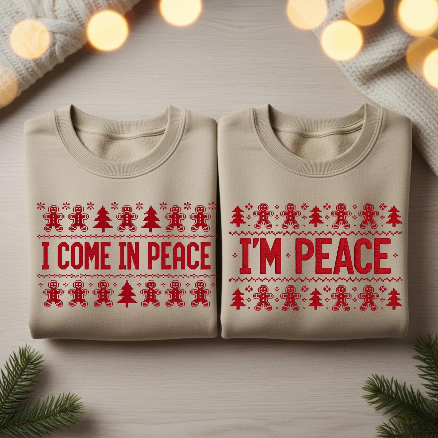 Embroidered Matching Couples Sweatshirt I Come In Peace Christmas Matching Sweatshirt Funny Married Couple Holiday Gift
