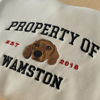 Custom Dog Embroidered Sweatshirt, Vintage Pet Portrait Crewneck