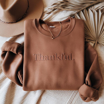 Embroidered Thankful Sweatshirt, Thanksgiving Sweatshirt, Cute Fall Crewneck, Fall Shirt, Religious Gift Idea, Retro Fall Season, Autumn Tee