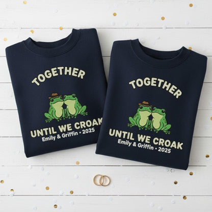 Romantic Frog Couple Embroidered Sweatshirt Personalized Engagement Anniversary Gift Matching