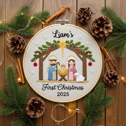 Baby's First Christmas Nativity Ornament Handmade Christian Gift