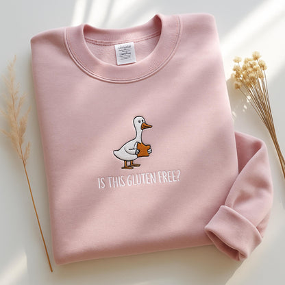 Kawaii Duck Embroidered Sweatshirt: Funny Gluten Free Goose Meme