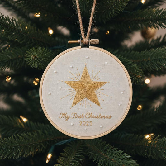 Personalized Baby's First Christmas Train Hand Embroidered Ornament, Handmade Holiday Decor, 2025 Gift for New Baby,Custom Christmas Gift