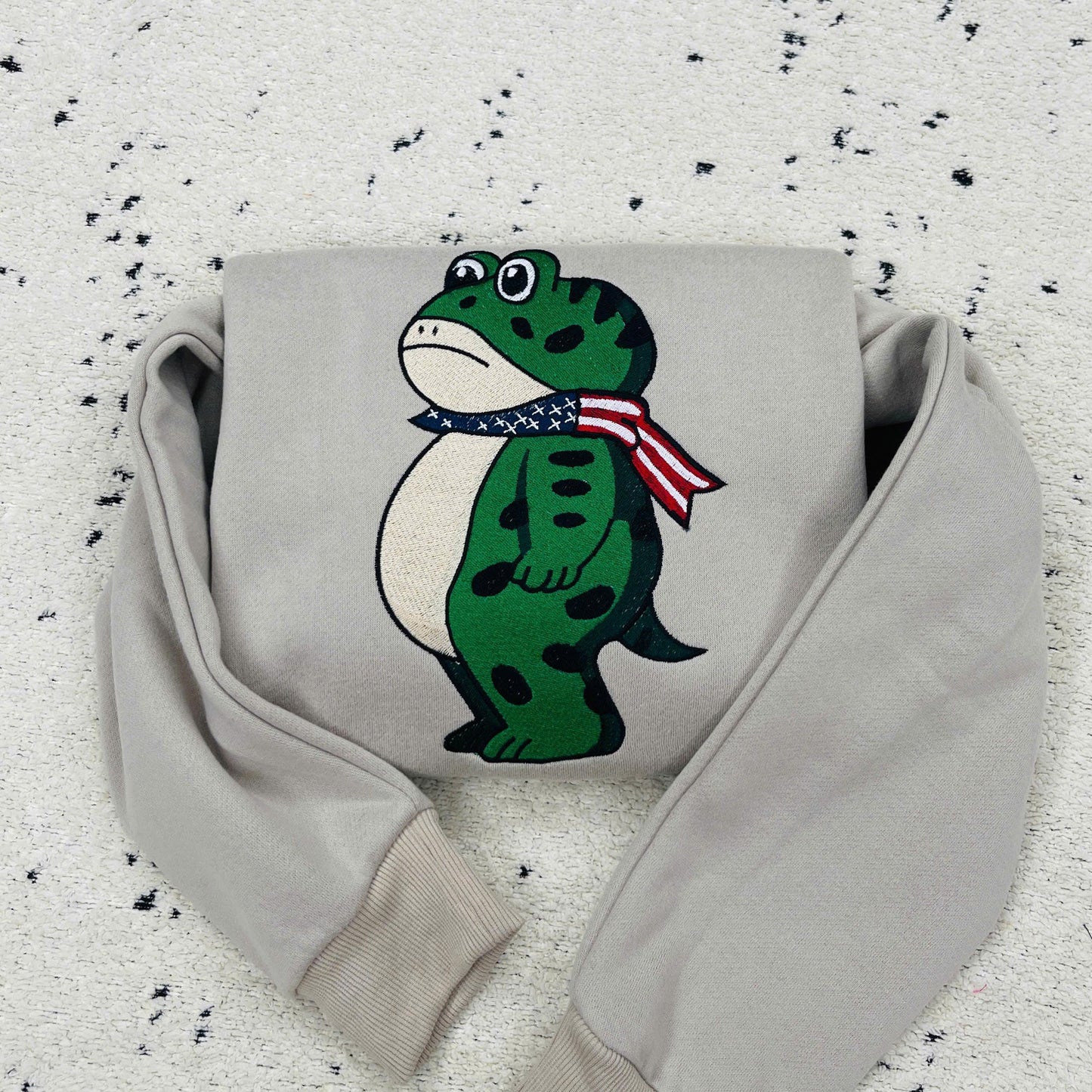 Embroidered Resist Portland Frog Sweatshirt, Cute Frog Lover Gift, Cozy Animal Crewneck, Unique Portland Hoodie, Funny Embroidered Top