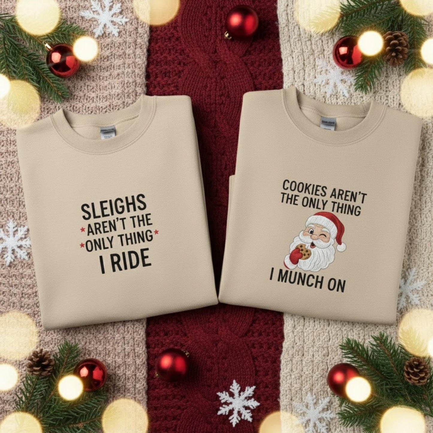 Personalized Embroidered Couples Christmas Sweatshirt Matching Festive Outfit Funny Holiday Gift Cozy His And Hers Sweatshirt