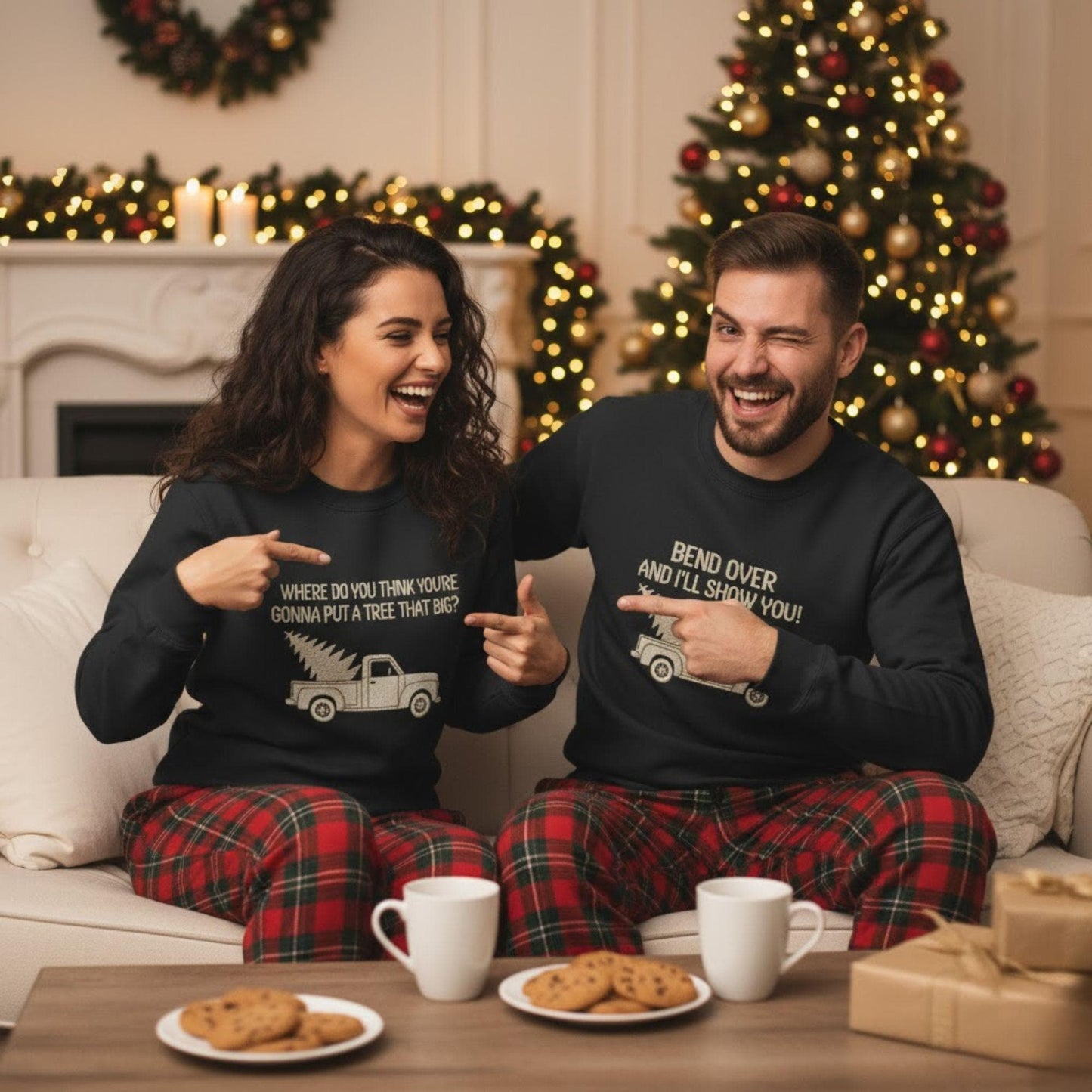 Embroidered Matching Couple Christmas Sweatshirt Griswold Tree Shirt Funny Holiday Gift Husband Wife Xmas Party Sweatshirt