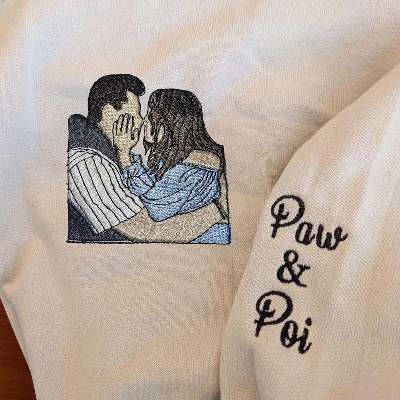 Dad Sweatshirt with Kid Portrait Embroidered, Custom Embroidered Kid Portrait Hoodie From Photo, Custom Embroidered Photo, Dad Picture