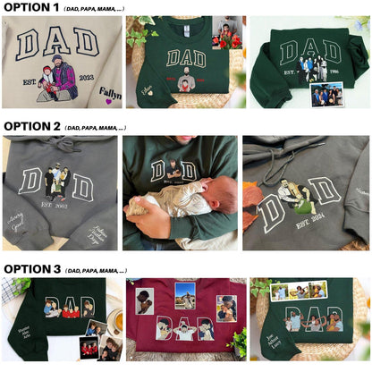 Custom PAPA Photo Embroidery Sweatshirt, Dad Portrait Custom Embroidered Hoodie, Custom Dad Hoodie, Memorial Shirt Gifts For Dad