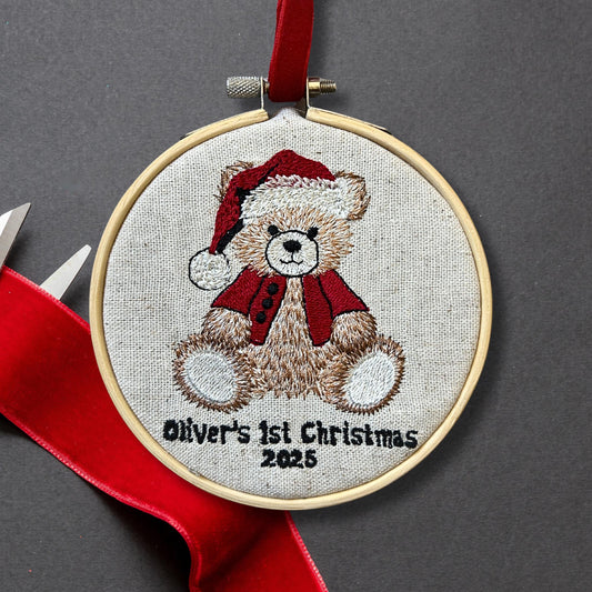 Baby's First Christmas Ornament, Embroidered New Baby Gift Custom Embroidered Ornament Keepsake Personalized Ornament for Baby 1st Christmas