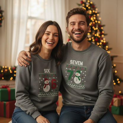 Six Seven 67 embroidered Christmas crewneck matching couples funny meme holiday gift ugly sweater snowman novelty unisex sweatshirt