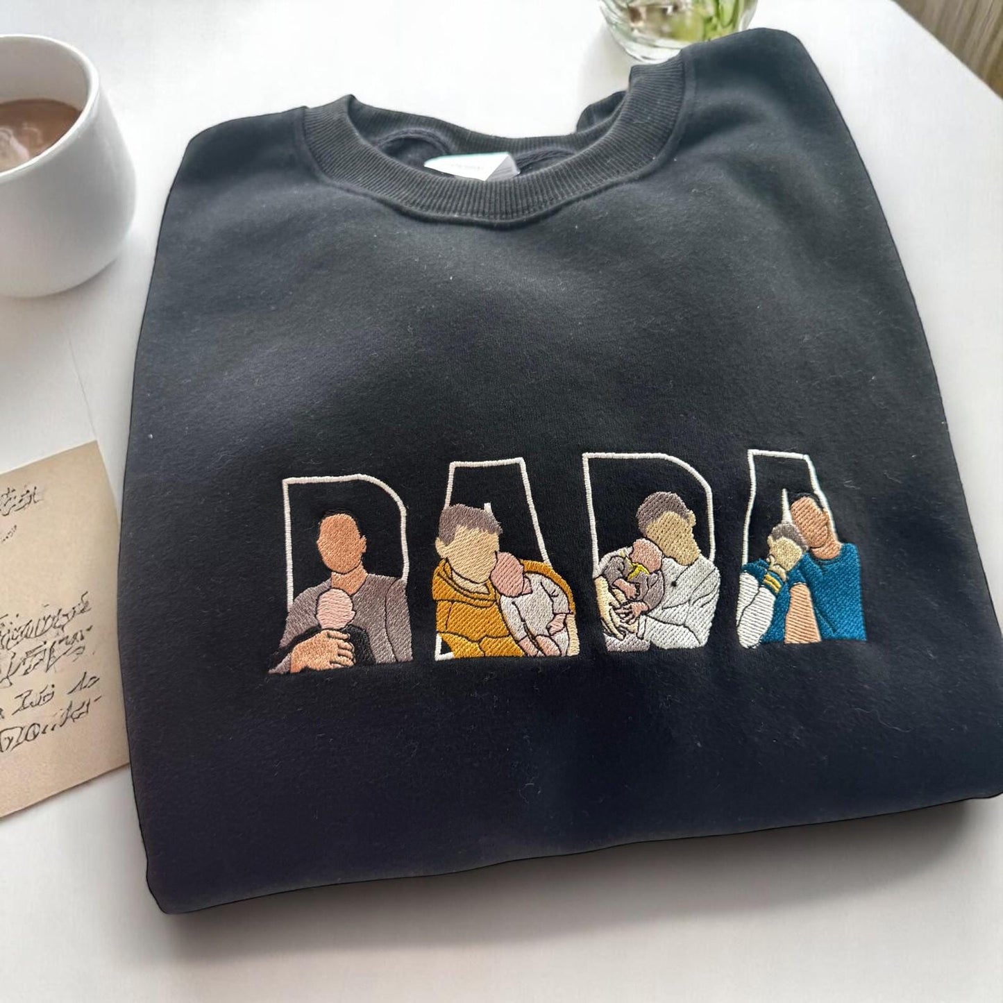 Custom PAPA Photo Embroidery Sweatshirt, Embroidered Dad Sweatshirt, Custom Father's Day Crewneck, Memorial Shirt Gifts For Dad
