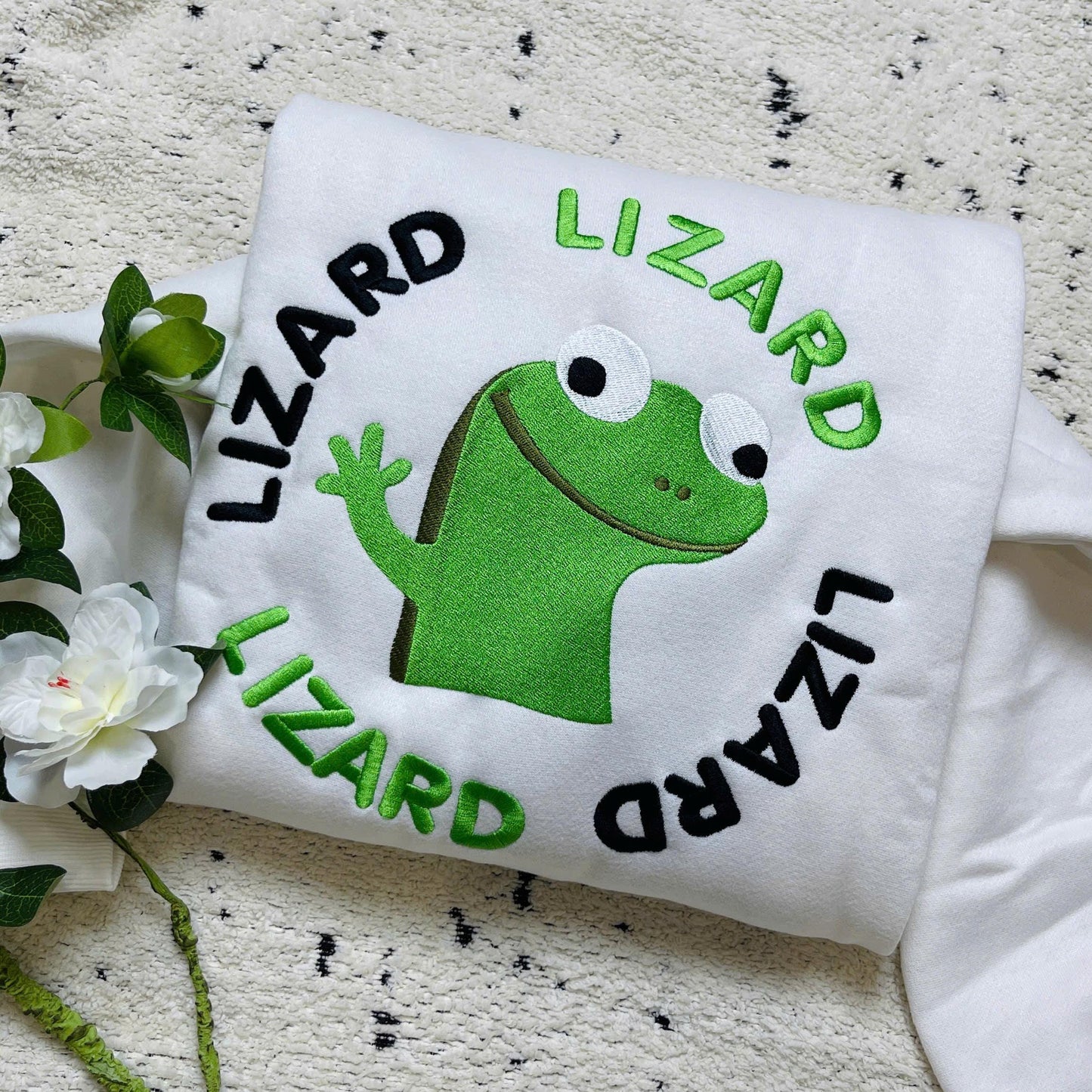 Embroidered “Lizard Lizard Lizard” Meme Shirt, Funny Viral TikTok Embroidered Tee, Weirdcore Humor Shirt, Gen-Z Gift for Him or Her