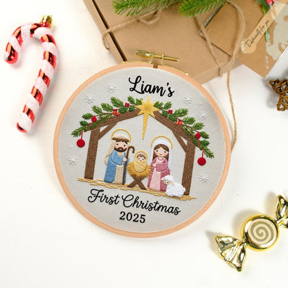 Baby's First Christmas Nativity Ornament Handmade Christian Gift