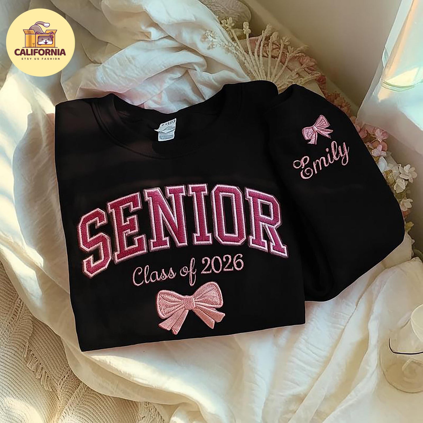 Embroidered Personalized Senior Sweatshirt, Senior Night Cheer, Coquette Senior Team Shirt, Senior Night, Cheer Team Shirt, Class of 2026