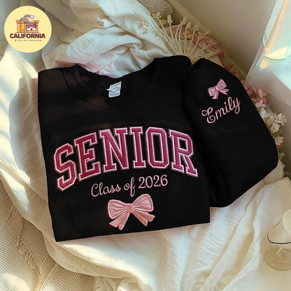 Embroidered Personalized Senior Sweatshirt, Senior Night Cheer, Coquette Senior Team Shirt, Senior Night, Cheer Team Shirt, Class of 2026