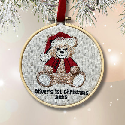 Baby's First Christmas Ornament, Embroidered New Baby Gift Custom Embroidered Ornament Keepsake Personalized Ornament for Baby 1st Christmas