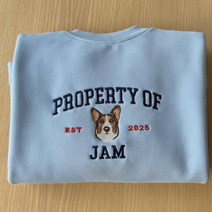 Custom Dog Embroidered Sweatshirt, Vintage Pet Portrait Crewneck